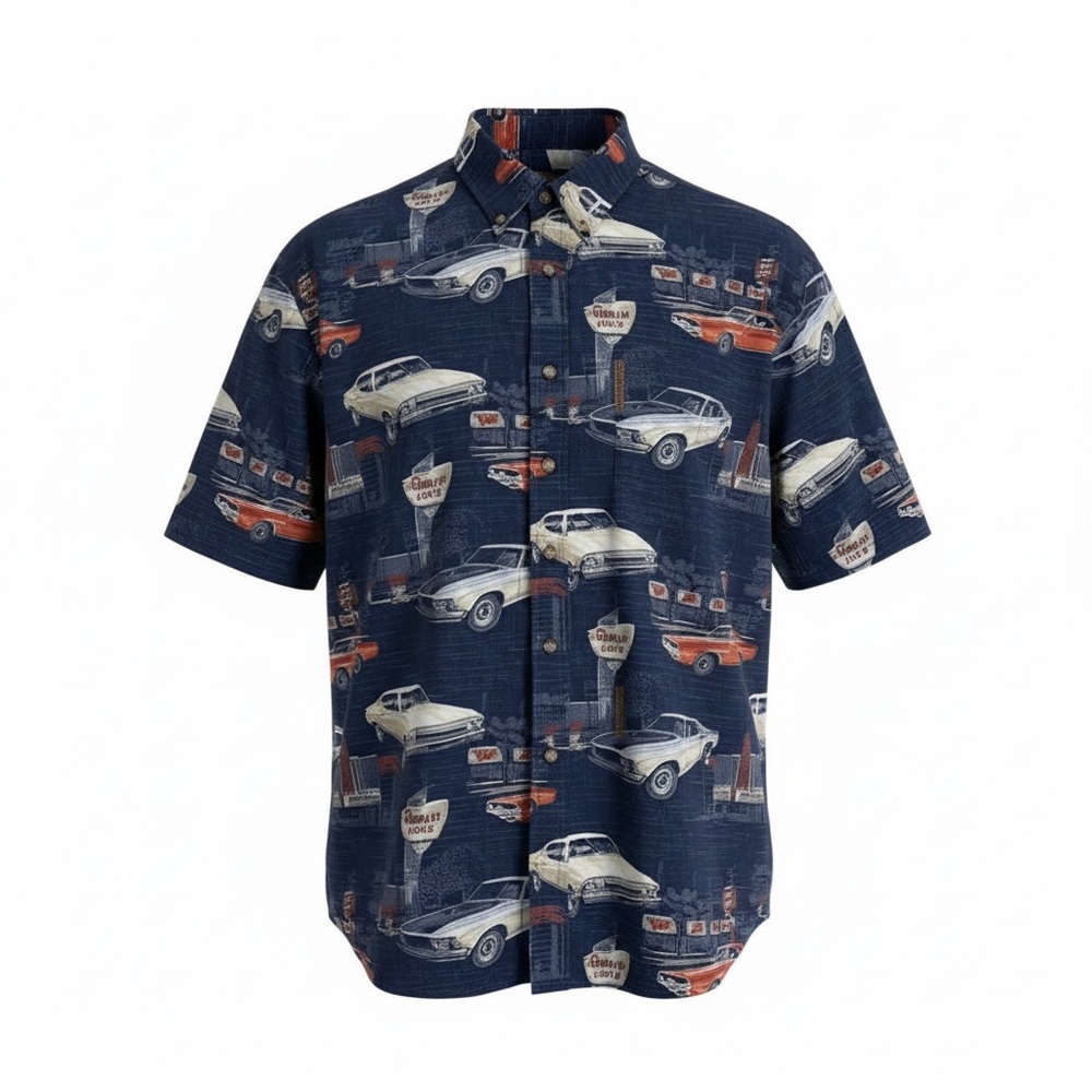 Clearwater Outfitters Muscle Car Print Button Down Shirt - sz Medium